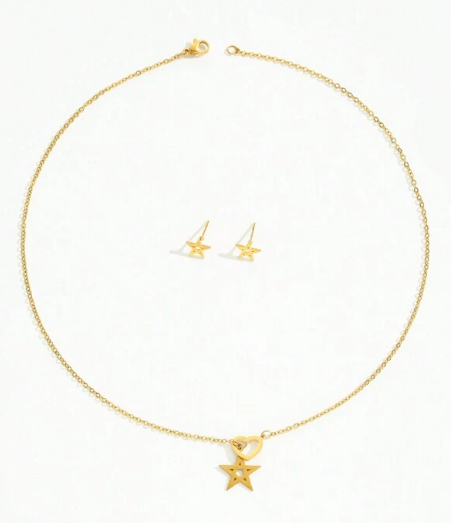 Cadena y Aritos Corazón Estrella