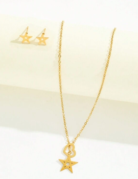 Cadena y Aritos Corazón Estrella