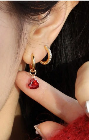Aritos corazón rojo SET