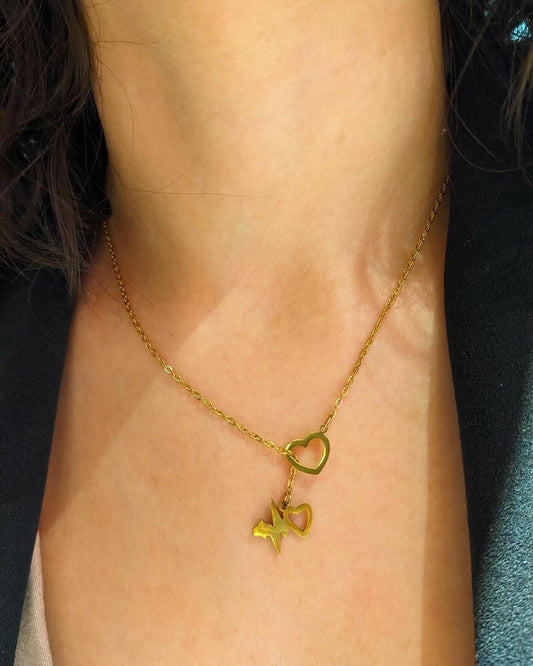 Cadena y Aritos Corazón Latido